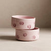 Pop Dots Stoneware Pet Bowl 14cm Pink 2 Pieces Set by Egg Back Home