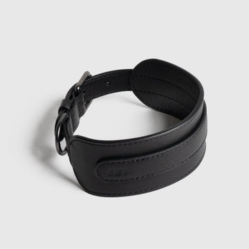 Masimalo koiran leveä nahkapanta, musta