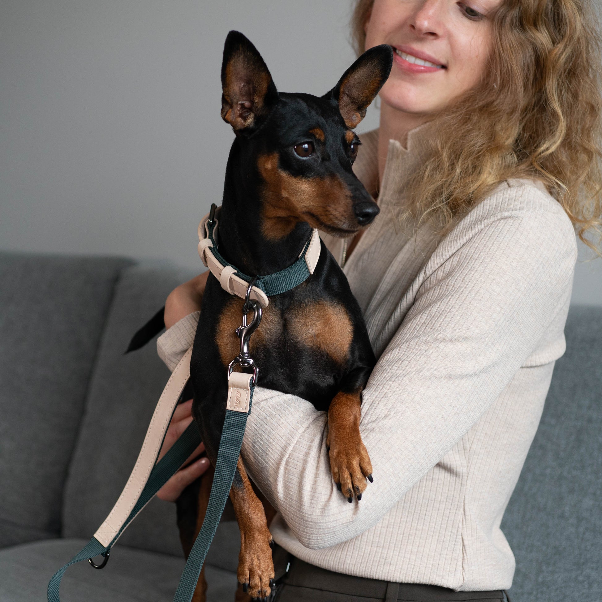 Masimalo Colour Block -kaulapanta koiralle, natural-pine