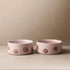 Pop Dots Stoneware Pet Bowl 14cm Pink 2 Pieces Set by Egg Back Home