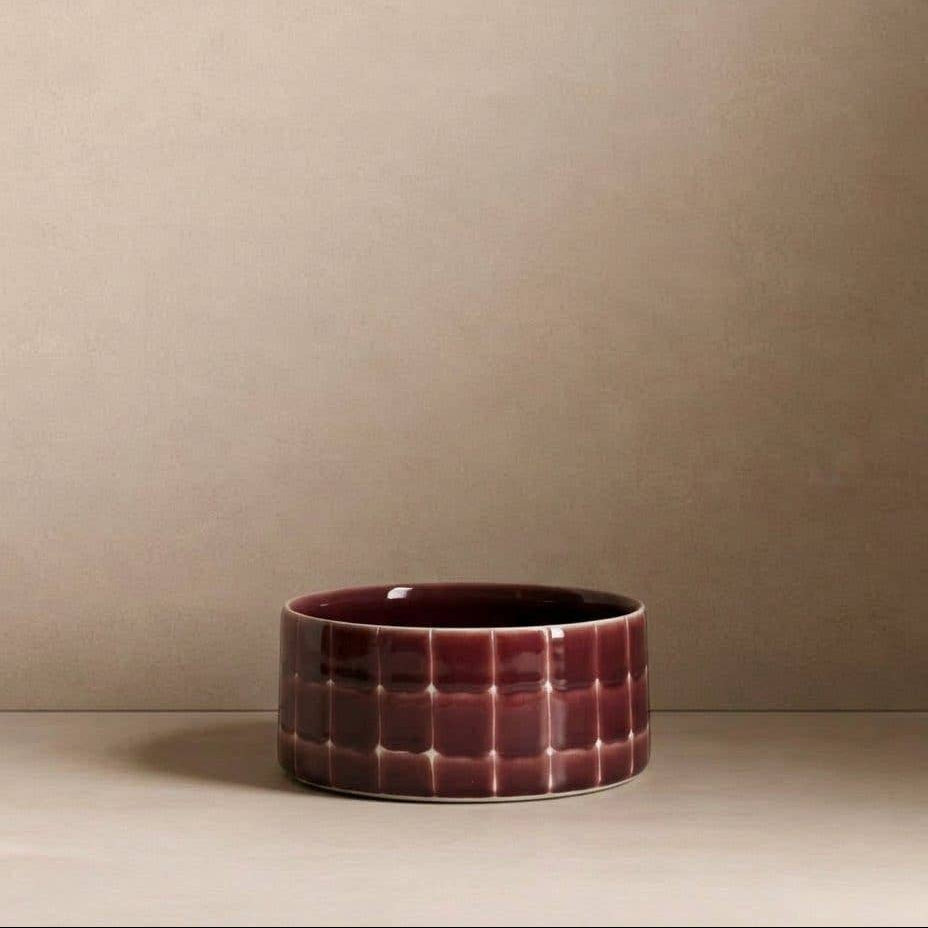 Pool Stoneware Pet Bowl 14cm Burgundy 2 Pieces Set by Egg Back Home