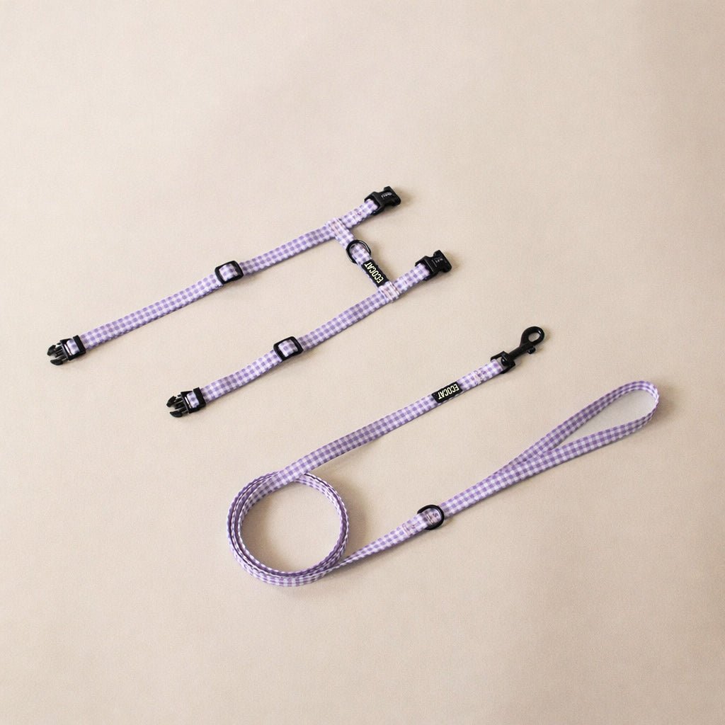 Ecocat Kissan valjaat ja talutin, laventeli ruutu