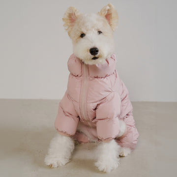 koiran vaaleanpunainen puffer haalari